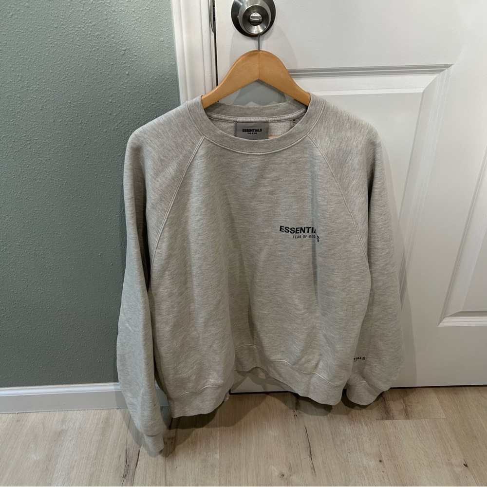 Essentials Light Gray Crewneck Sweater for Men
